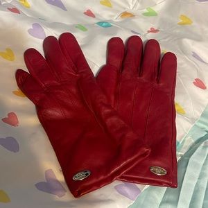 Coach red leather gloves